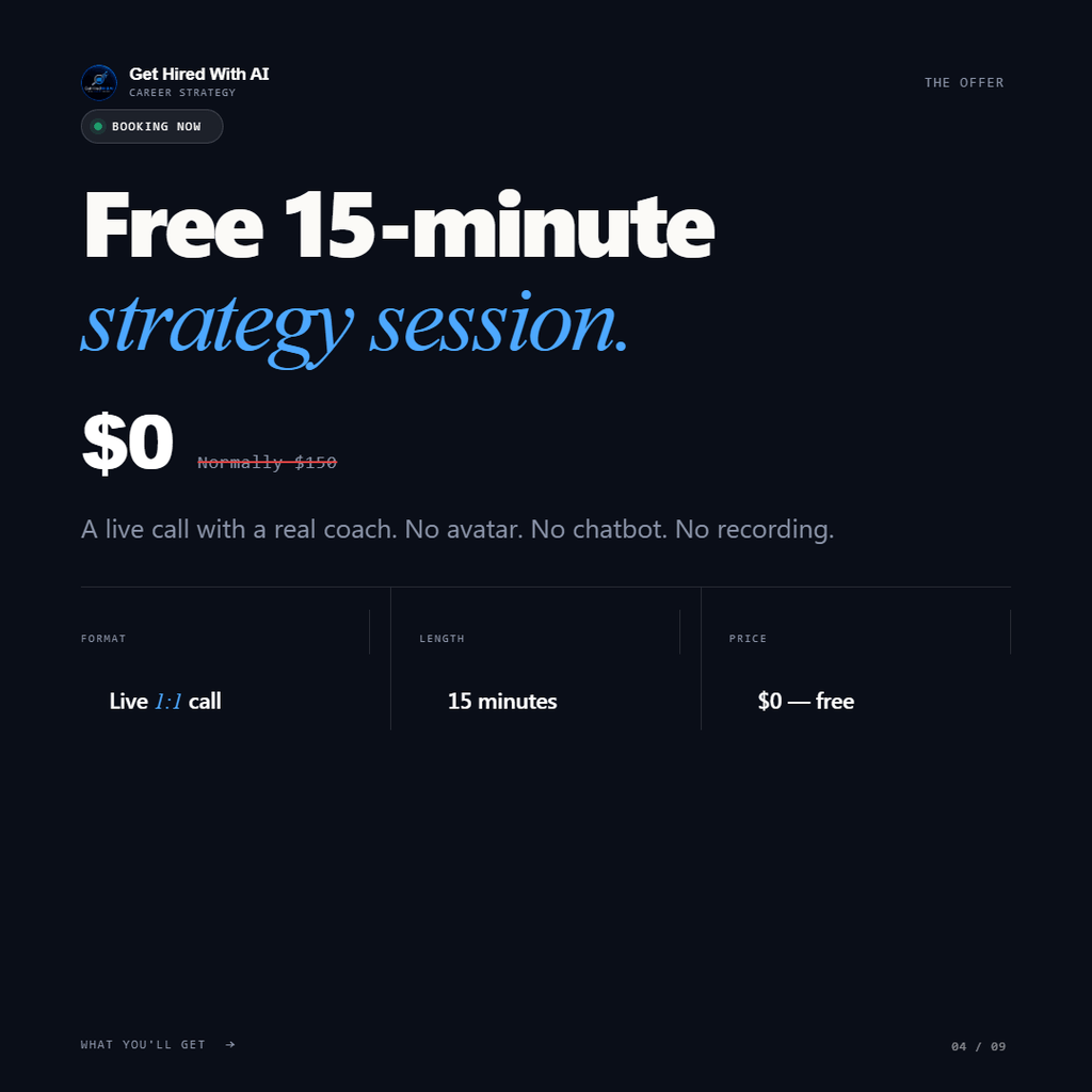 Free AI Career Strategy Session (30 Min) — Build Your 90-Day Plan