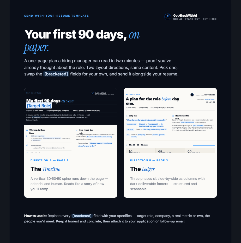 First 90 Days Templates — GetHiredWithAI